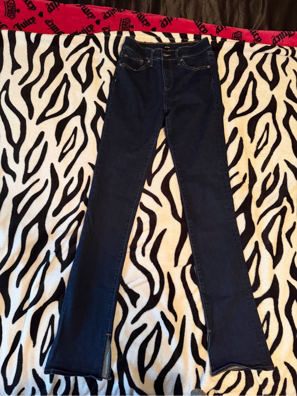 Express Dark Blue Wide-Leg Stretch Jeans